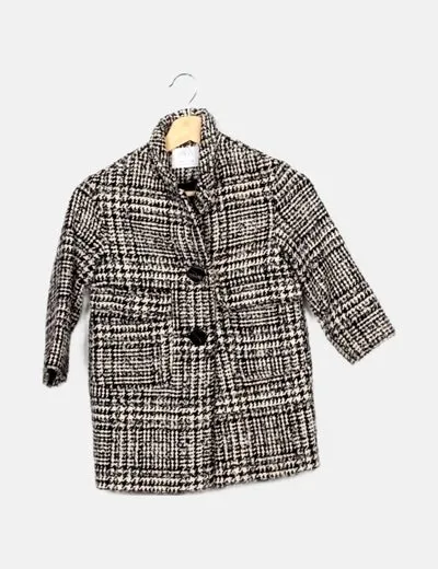 Zara Abrigo blanco pata de gallo